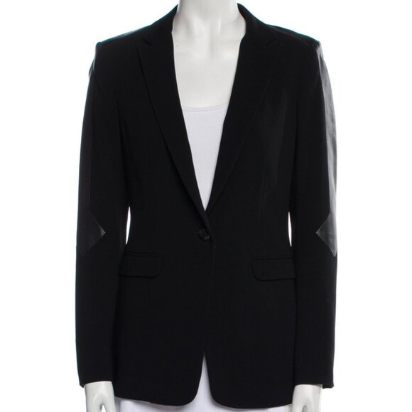 Rag & Bone Leather Trim Blazer Size 8 Black Striped Lining Capsule Workcore - Picture 1 of 10